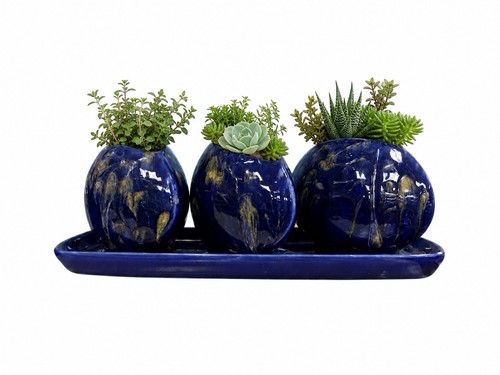 Blue ceramic set - 3-pc, matching